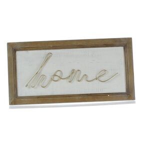 Framed Home Wood/Brass Tone Wall Art